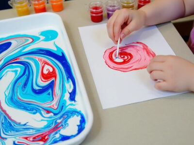 art activities for preschoolers, shaving cream marbling